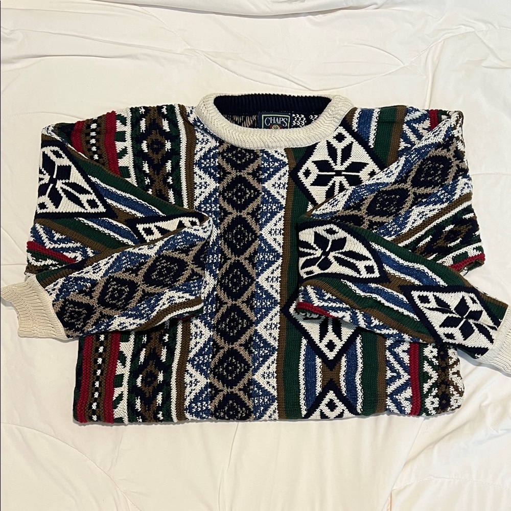 Chaps X Ralph Lauren Sweater with Geometric Multicolor Design